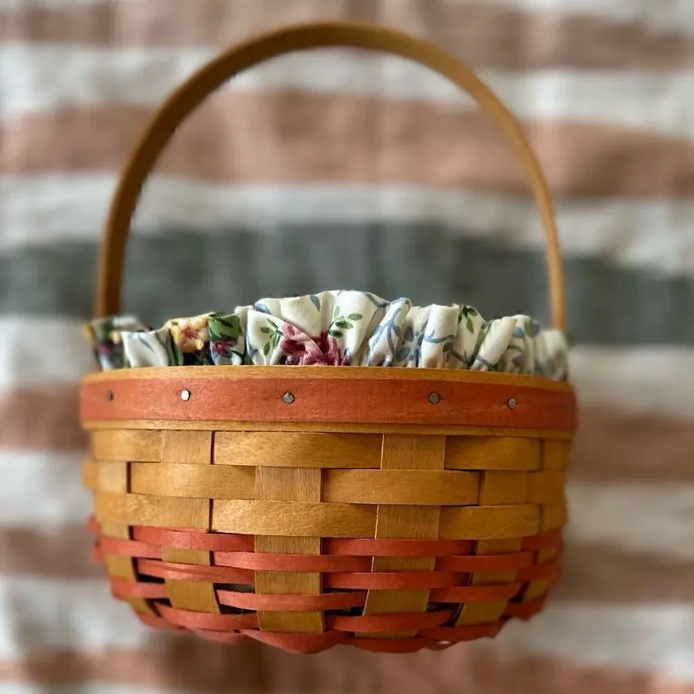 Longaberger 1998 “Rings & Things” Mother’s Day Basket w/ Fabric and Plastic Line